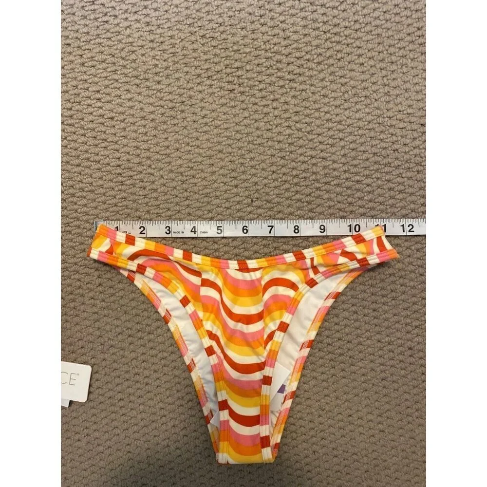 L*Space Whiplash Bitsy Bottom pink orange yellow wave design size XS MSRP $88